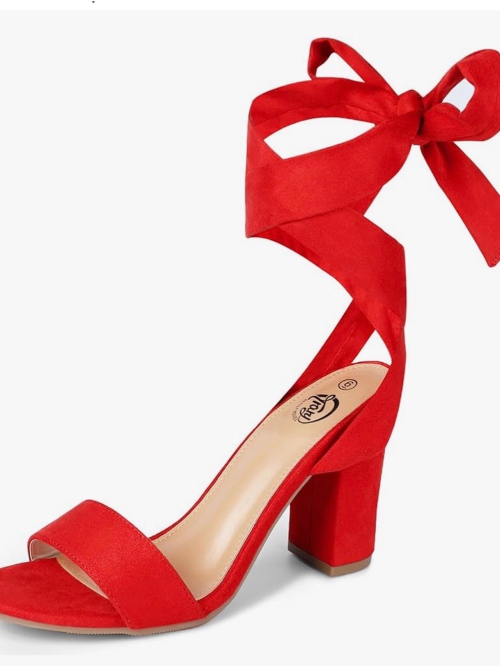Trary Red Wrap-Ankle Block Heel Sandal- NEW